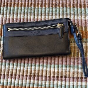 Coach Navy and Black Leather Wristlet